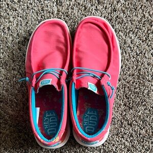 Hey Dude Mens Bright Coral Sneakers
